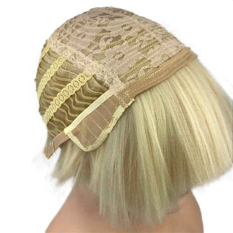 Aimole Short Yaki Straight Synthetic Wigs Blonde Mushroom Head Wig Bowl haircut Wigs Bob - Image 4